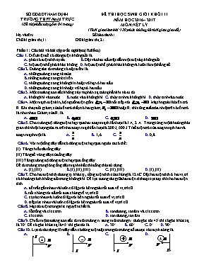Đề thi học sinh giỏi môn Vật lý Lớp 11 - Năm học 2016-2017 - Trường THPT Nam Trực